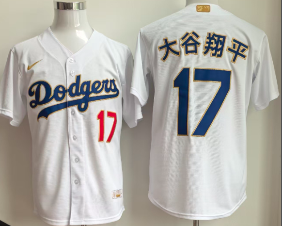 Men's Los Angeles Dodgers #17 大谷翔平 Nike White 2026 Gold Collection Kanji Stadium Jersey