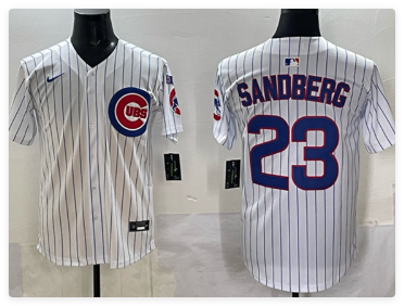 Men's Chicago Cubs #23 Ryne Sandberg White Pinstripe 'Ryne Sandberg Tribute' Vapor Limited V3 Stitched Baseball Jersey