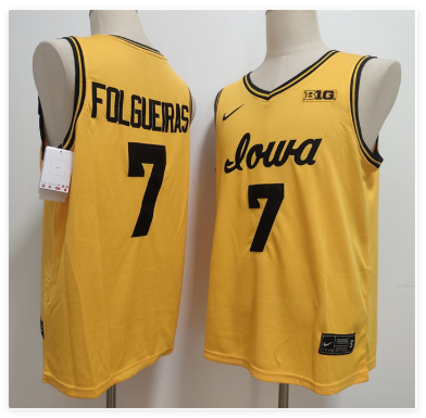 Men's Iowa Hawkeyes #7 Alvaro Folgueiras Yellow Stitched Jersey