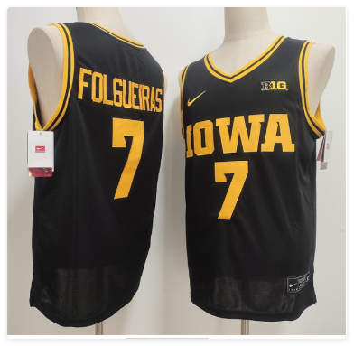 Men's Iowa Hawkeyes #7 Alvaro Folgueiras Black Stitched Jersey