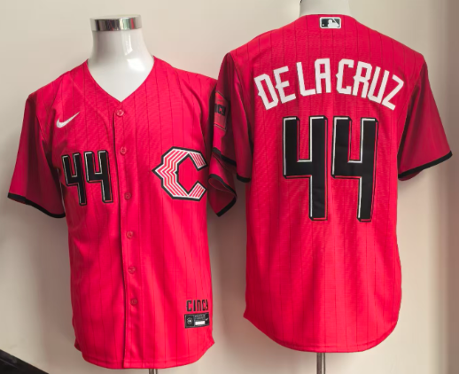 Men's Cincinnati Reds #44 Elly De La Cruz Red 2026 City Connect Stadium Stitched Baseball Jersey