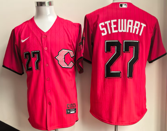 Men's Cincinnati Reds #27 Sal Stewart Red 2026 City Connect Stadium Jersey