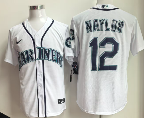 Men's Seattle Mariners #12 Josh Naylor White Cool Base Jersey