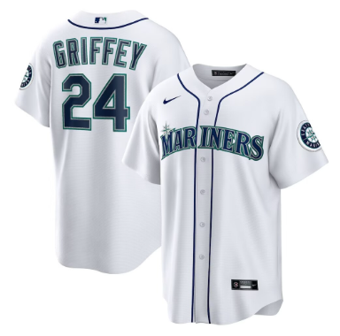 Men's Seattle Mariners #24 Ken Griffey Jr. White Cool Base Jersey