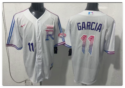 Men's Kansas City Royals #11 Maikel García White 2026 City Connect Stadium Stitched Baseball Jersey Men's Kansas City Royals #11 Maikel García White 2026 City Connect Stadium Stitched Baseball Jersey