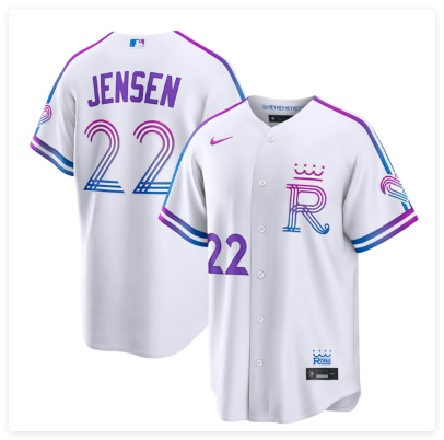 Men's Kansas City Royals #22 Carter Jensen White 2026 City Connect Stadium Stitched Baseball Jersey Men's Kansas City Royals #22 Carter Jensen White 2026 City Connect Stadium Stitched Baseball Jersey