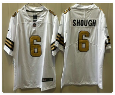 Men's New Orleans Saints #6 Tyler Shough Limited White Alternate Vapor Jersey Men's New Orleans Saints #6 Tyler Shough Limited White Alternate Vapor Jersey