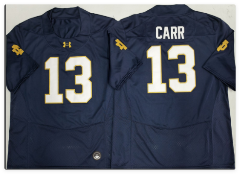 Notre Dame Fighting Irish Mens Large CJ Carr Blue Stitched Football Jersey Notre Dame Fighting Irish Mens Large CJ Carr Blue Stitched Football Jersey