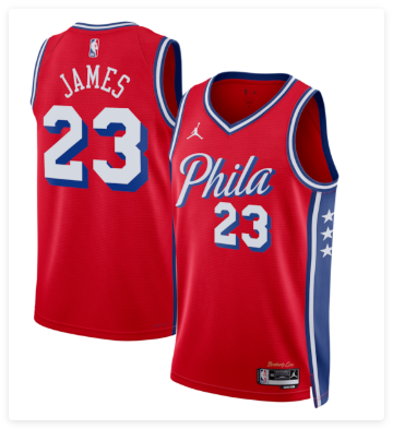 Men's Philadelphia 76ers #23 LeBron James Red 2026 Statement Edition Stitched Jersey Men's Philadelphia 76ers #23 LeBron James Red 2026 Statement Edition Stitched Jersey