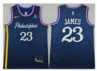 Men's Philadelphia 76ers #23 LeBron James Navy 2026 City Edition With Patch Stitched Jersey Men's Philadelphia 76ers #23 LeBron James Navy 2026 City Edition With Patch Stitched Jersey