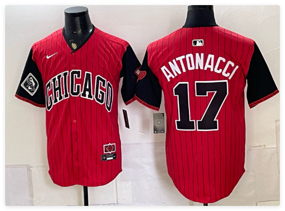 Men's Chicago White Sox #17 Sam Antonacci Red Black 2025 City Connect Limited Stitched Jersey Men's Chicago White Sox #17 Sam Antonacci Red Black 2025 City Connect Limited Stitched Jersey