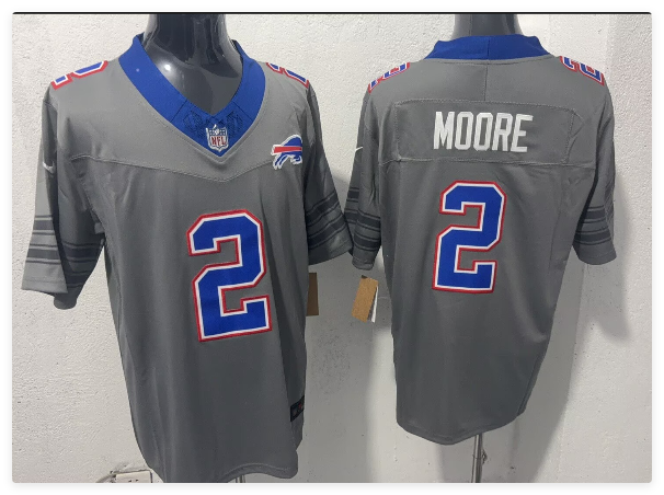 Men's Buffalo Bills #2 D.J. Moore Gray F.U.S.E. 2026 Nickel City Vapor Football Stitched Jersey Men's Buffalo Bills #2 D.J. Moore Gray F.U.S.E. 2026 Nickel City Vapor Football Stitched Jersey