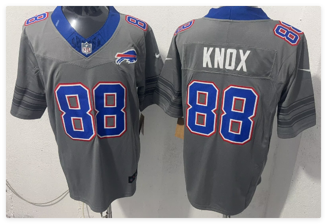 Men's Buffalo Bills #88 Dawson Knox Gray F.U.S.E. 2026 Nickel City Vapor Football Stitched Jersey Men's Buffalo Bills #88 Dawson Knox Gray F.U.S.E. 2026 Nickel City Vapor Football Stitched Jersey