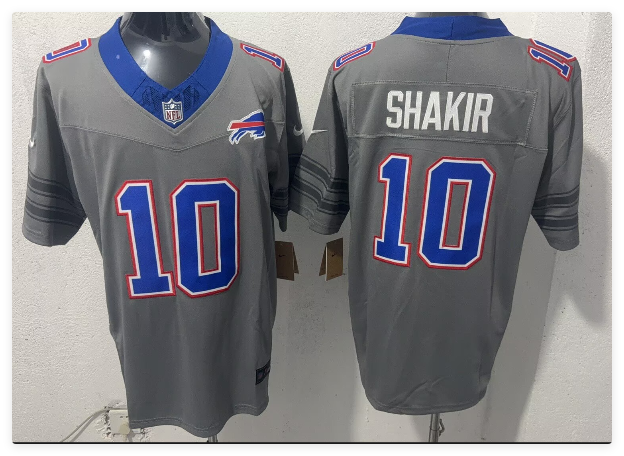 Men's Buffalo Bills #10 Khalil Shakir Gray F.U.S.E. 2026 Nickel City Vapor Football Stitched Jersey Men's Buffalo Bills #10 Khalil Shakir Gray F.U.S.E. 2026 Nickel City Vapor Football Stitched Jersey