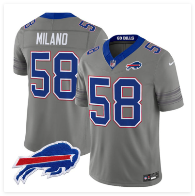 Men's Buffalo Bills #58 Matt Milano Gray F.U.S.E. 2026 Nickel City Vapor Football Stitched Jersey Men's Buffalo Bills #58 Matt Milano Gray F.U.S.E. 2026 Nickel City Vapor Football Stitched Jersey