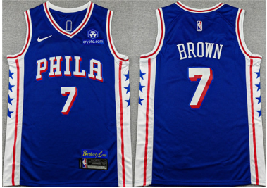 Men's Philadelphia 76ers #7 Jaylen Brown Royal 2026 Icon Edition Stitched Jersey