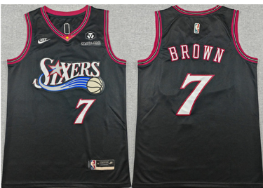 Men's Philadelphia 76ers #7 Jaylen Brown Black 2026 Classic Edition Stitched Jersey