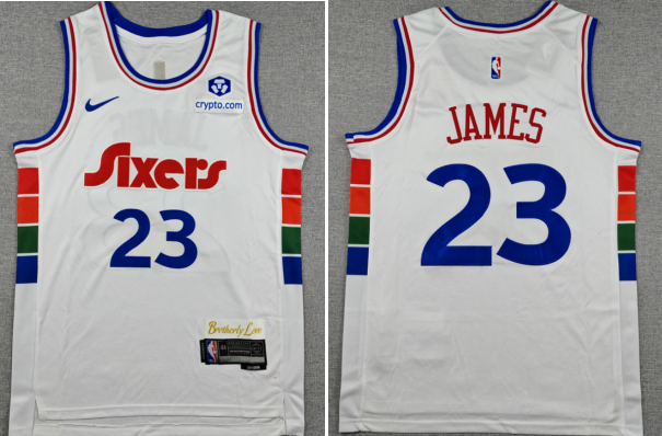 Men's Philadelphia 76ers #23 LeBron James White Stitched Jersey Men's Philadelphia 76ers #23 LeBron James White Stitched Jersey