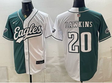 Men's Philadelphia Eagles #20 Brian Dawkins Green White Split Stitched Jersey Men's Philadelphia Eagles #20 Brian Dawkins Green White Split Stitched Jersey