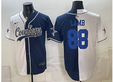 Men's Dallas Cowboys #88 CeeDee Lamb White Navy Split Stitched Jersey Men's Dallas Cowboys #88 CeeDee Lamb White Navy Split Stitched Jersey