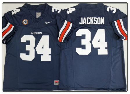 Auburn Tigers Blue #34 JACKSON men's stitched jersey Auburn Tigers Blue #34 JACKSON men's stitched jersey