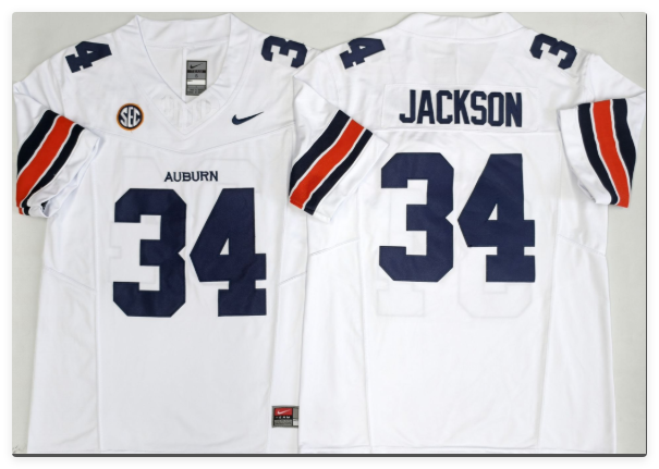 Auburn Tigers white #34 JACKSON men's stitched jersey Auburn Tigers white #34 JACKSON men's stitched jersey