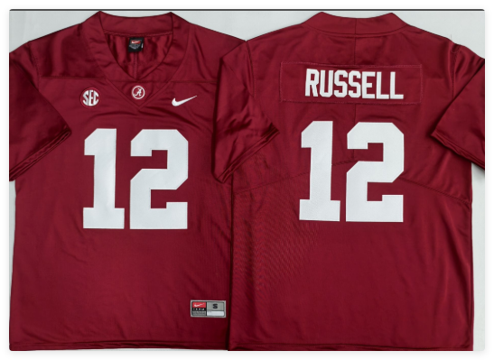 Alabama Crimson Tide Red #12 RUSSELL red men's jersey Alabama Crimson Tide Red #12 RUSSELL red men's jersey