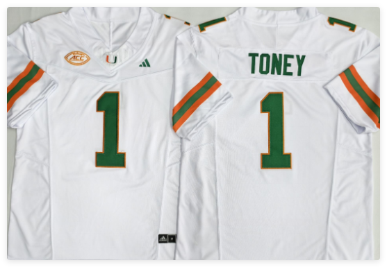 Miami Hurricanes White #1 TONEY.png Miami Hurricanes White #1 TONEY.png
