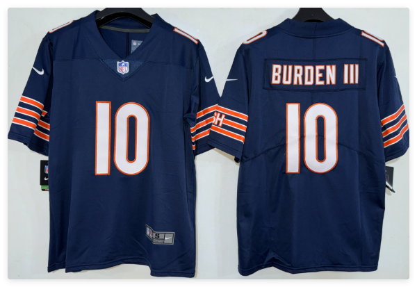 Men's Chicago Bears #10 Luther Burden III Navy Jersey Men's Chicago Bears #10 Luther Burden III Navy Jersey