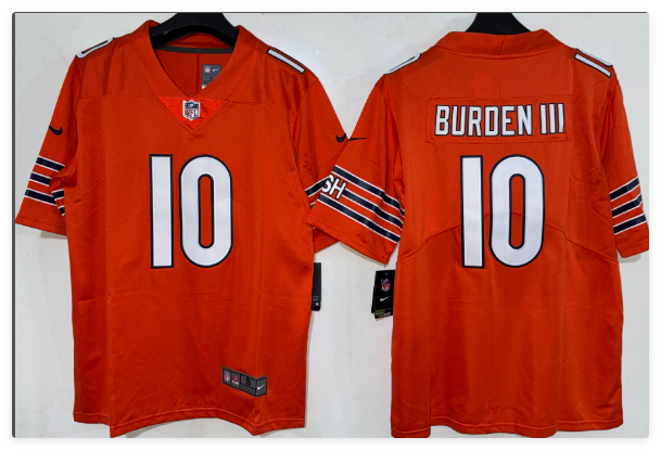 Men's Chicago Bears #10 Luther Burden III Orange Jersey Men's Chicago Bears #10 Luther Burden III Orange Jersey