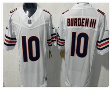 Men's Chicago Bears #10 Luther Burden III Limited White FUSE Vapor Jersey Men's Chicago Bears #10 Luther Burden III Limited White FUSE Vapor Jersey