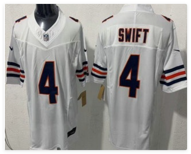 Men's Chicago Bears #4 D'Andre Swift Limited White FUSE Vapor Jersey Men's Chicago Bears #4 D'Andre Swift Limited White FUSE Vapor Jersey