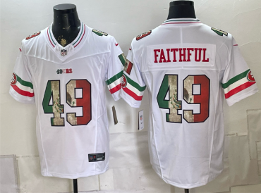 Men's San Francisco 49ers #49 Faithful White 2025 F.U.S.E. Mexico Vapor Limited Football Stitched Jersey