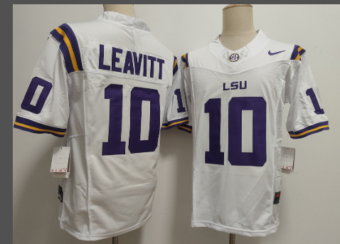 LSU Tigers #10 Sam Leavitt men's jersey