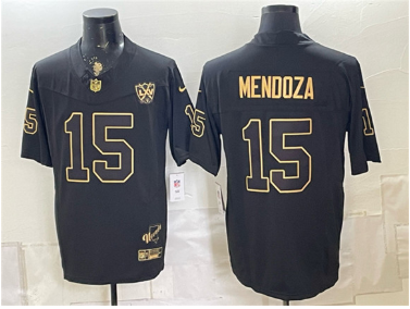 Men's Las Vegas Raiders #15 Fernando Mendoza Black Gold F.U.S.E. 65th Anniversary Patch Vapor Untouchable Limited Football Stitched Jersey