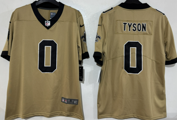 Men's New Orleans Saints #0 Jordyn Tyson gold  Football Stitched Jersey