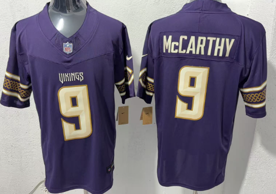 M.Vikings #9 J. McCarthy  Men's Purple 2026 Rivalries Collection Game Stitched Jerseys,
