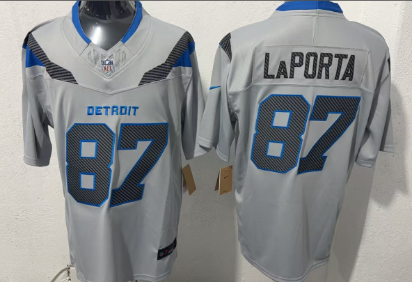 Men's Detroit Lions #87 Sam LaPorta Silver 2026 F.U.S.E. Rivalries Collection Limited Football Stitched Jersey Men's Detroit Lions #87 Sam LaPorta Silver 2026 F.U.S.E. Rivalries Collection Limited Football Stitched Jersey
