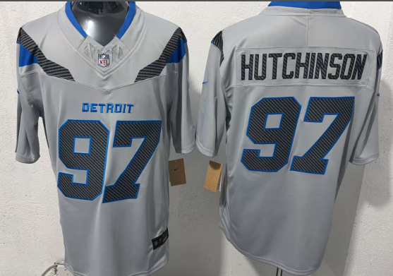 Men's Detroit Lions #97 Aidan Hutchinson Silver 2026 F.U.S.E. Rivalries Collection Limited Football Stitched Jersey Men's Detroit Lions #97 Aidan Hutchinson Silver 2026 F.U.S.E. Rivalries Collection Limited Football Stitched Jersey