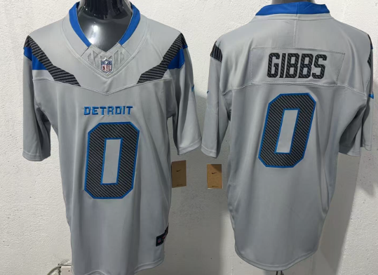 men's Detroit Lions #0 Jahmyr Gibbs Silver 2026 F.U.S.E. Rivalries Collection Limited Football Stitched Jersey men's Detroit Lions #0 Jahmyr Gibbs Silver 2026 F.U.S.E. Rivalries Collection Limited Football Stitched Jersey