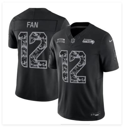 Men's Seattle Seahawks #12 Fan Black 2026 F.U.S.E. Salute to Service Limited Football Stitched Jersey
