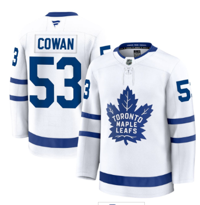 Men's Toronto Maple Leafs #53 Easton Cowan White Authentic Jersey Men's Toronto Maple Leafs #53 Easton Cowan White Authentic Jersey