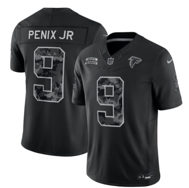 Men's Atlanta Falcons #9 Michael Penix Jr. Black F.U.S.E. 2026 Salute to Service Limited Football Stitched Jersey Men's Atlanta Falcons #9 Michael Penix Jr. Black F.U.S.E. 2026 Salute to Service Limited Football Stitched Jersey