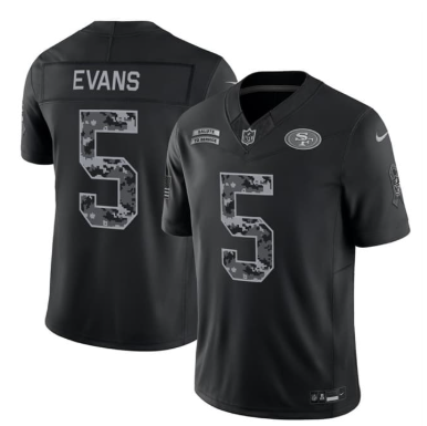 Men's San Francisco 49ers #5 Mike Evans Black 2026 F.U.S.E. Salute to Service Limited Stitched Football Jersey Men's San Francisco 49ers #5 Mike Evans Black 2026 F.U.S.E. Salute to Service Limited Stitched Football Jersey