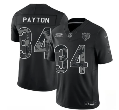Men's Chicago Bears #34 Walter Payton Black 2026 F.U.S.E. Salute to Service Limited Football Stitched Jersey Men's Chicago Bears #34 Walter Payton Black 2026 F.U.S.E. Salute to Service Limited Football Stitched Jersey