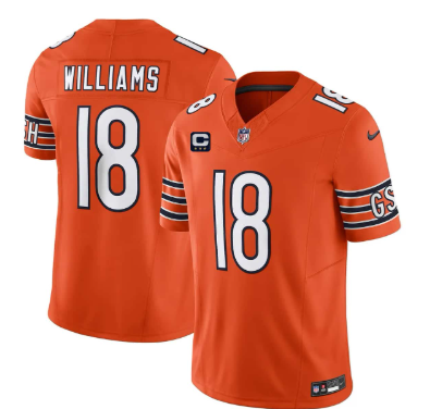 Men's Chicago Bears #18 Caleb Williams Orange 2026 F.U.S.E. With 3-star C Patch Vapor Untouchable Limited Football Stitched Jersey Men's Chicago Bears #18 Caleb Williams Orange 2026 F.U.S.E. With 3-star C Patch Vapor Untouchable Limited Football Stitched Jersey