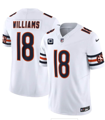 Men's Chicago Bears #18 Caleb Williams White 2026 F.U.S.E. With 3-star C Patch Vapor Untouchable Limited Football Stitched Jersey Men's Chicago Bears #18 Caleb Williams White 2026 F.U.S.E. With 3-star C Patch Vapor Untouchable Limited Football Stitched Jersey